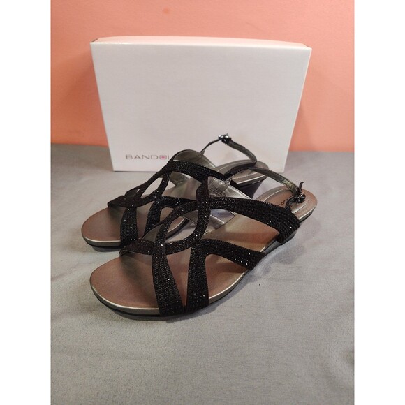 Women's Bandolino Gomeisa Embellished Wedge Sandals Black US 7.5 - Picture 1 of 6
